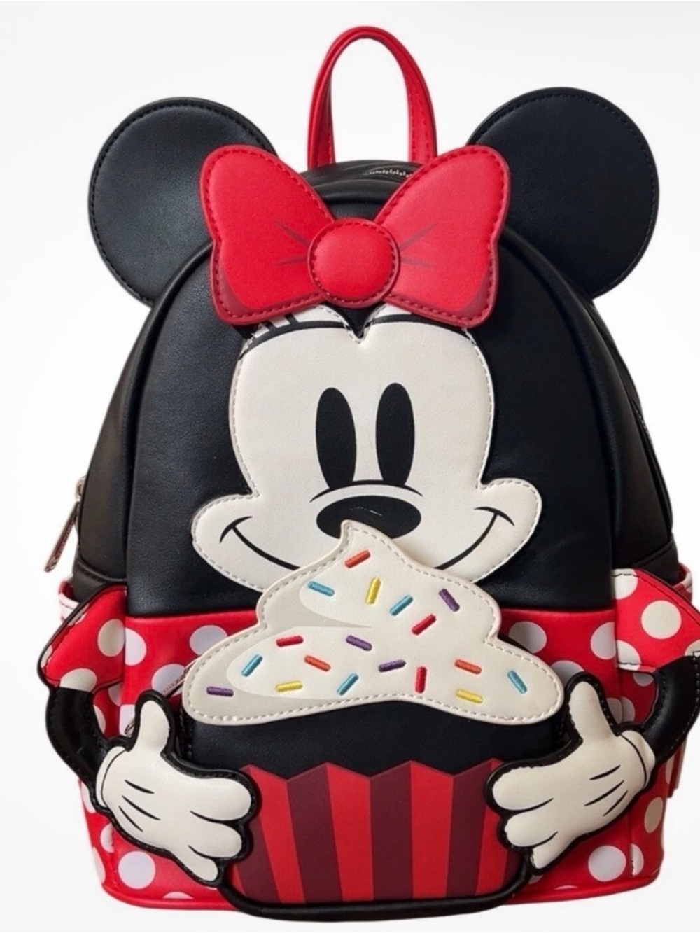 Loungefly Disney Minnie Mouse "Oh My" Cosplay Sweets Sprinkle Cupcake Backpack
